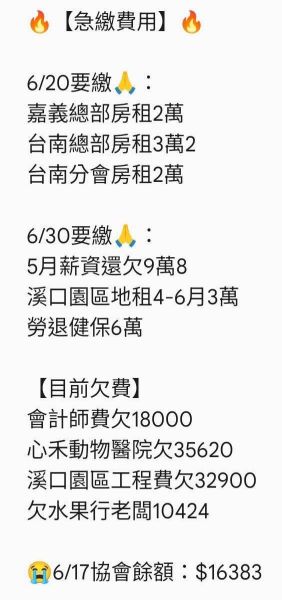 【財務報告】6/11-6/17感謝收到8萬2捐款❤️